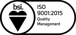 BSI ISO 9001:2015 certification mark, certificate Q 09430